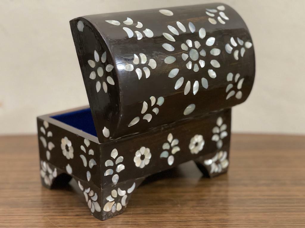 Handmade Wooden Jewelry Box Wood Trinket Storage Wood Box Mother of Pearl Inlay - Laila Hand Made Gifts