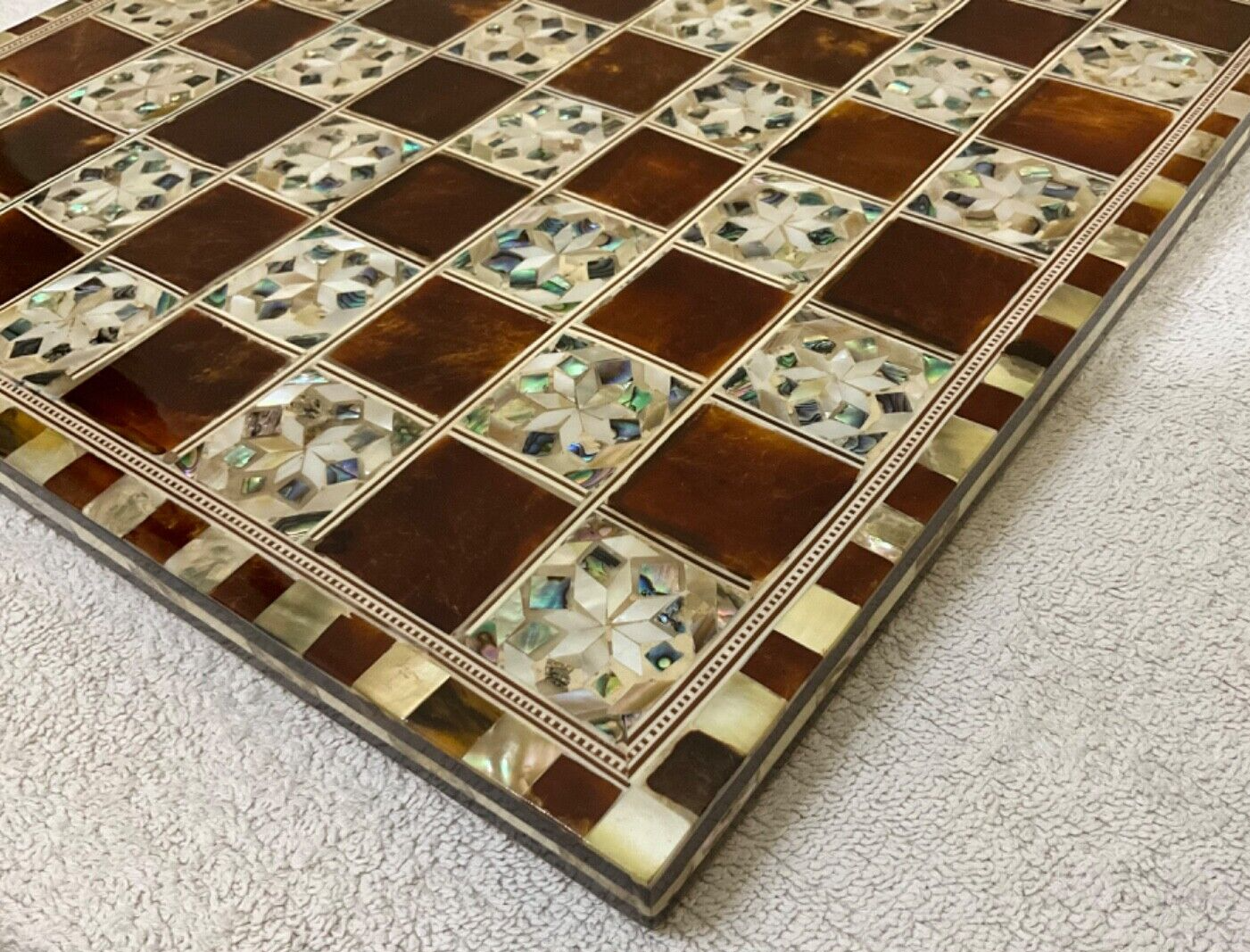 Handmade, Wooden Chess Board, Chess Board, Board Game, Mother of Pearl Inlay 12"
