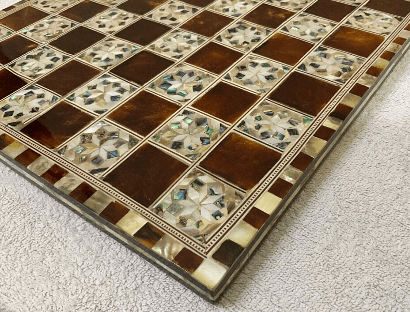 Handmade, Wooden Chess Board, Chess Board, Board Game, Mother of Pearl Inlay 12" - Laila Hand Made Gifts