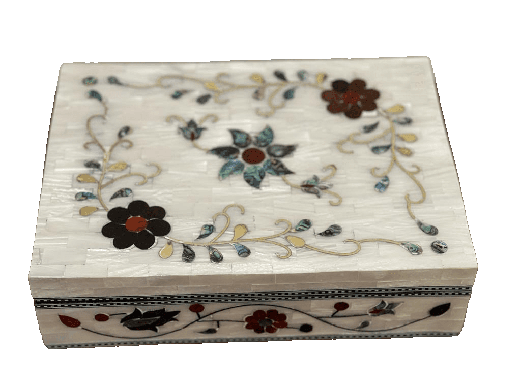 Handmade Wooden Jewelry Box Wood Trinket Storage Wood Box Mother of Pearl Inlay - Laila Hand Made Gifts
