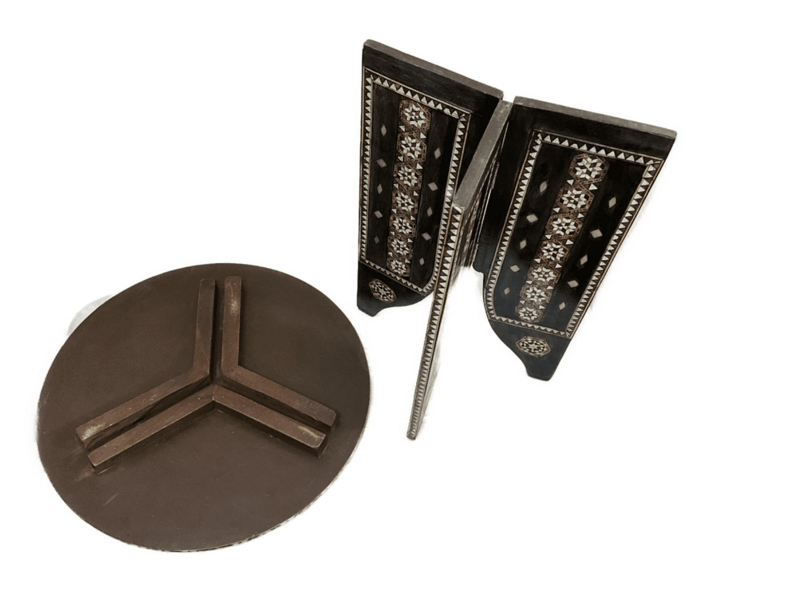 Handmade Wooden End Table Carving Wood Table Home Decor Mother of Pearl Inlay - Laila Hand Made Gifts