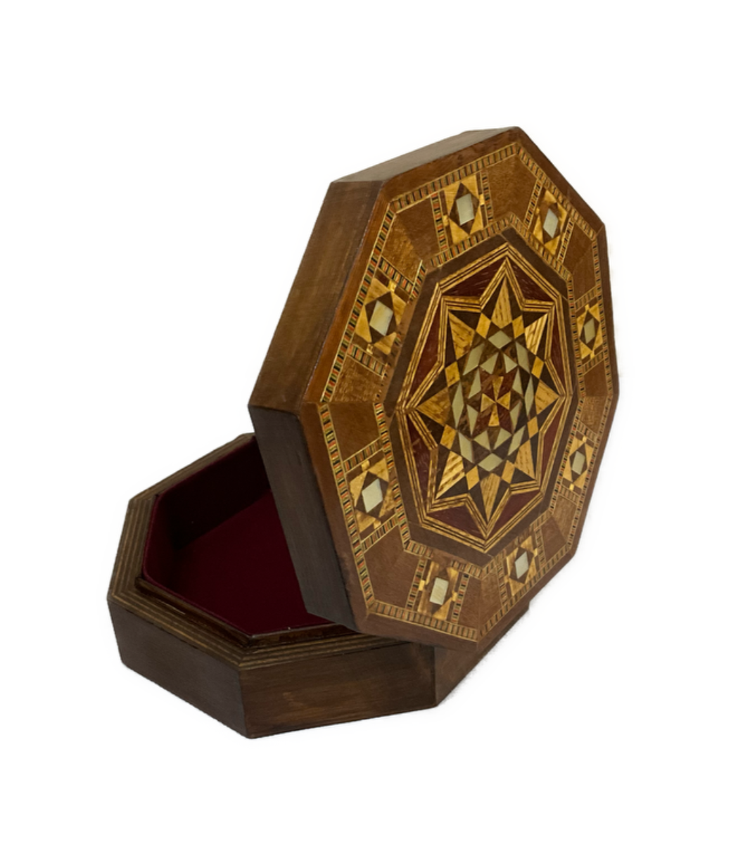 Handmade Wooden Jewelry Box Wood Trinket Storage Wood Box Marquetry Mosaic Inlay