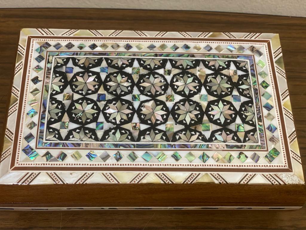 Handmade Wooden Jewelry Box Wood Trinket Storage Wood Box Mother of Pearl Inlay - Laila Hand Made Gifts