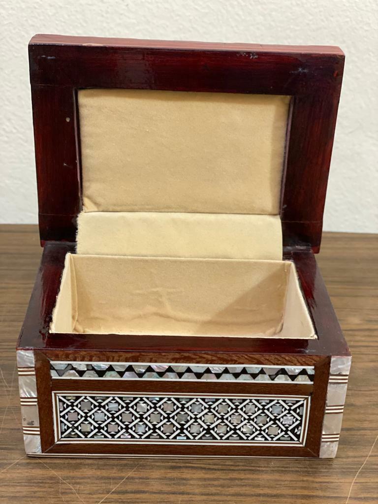 Handmade Wooden Jewelry Box Wood Trinket Storage Wood Box Mother of Pearl Inlay