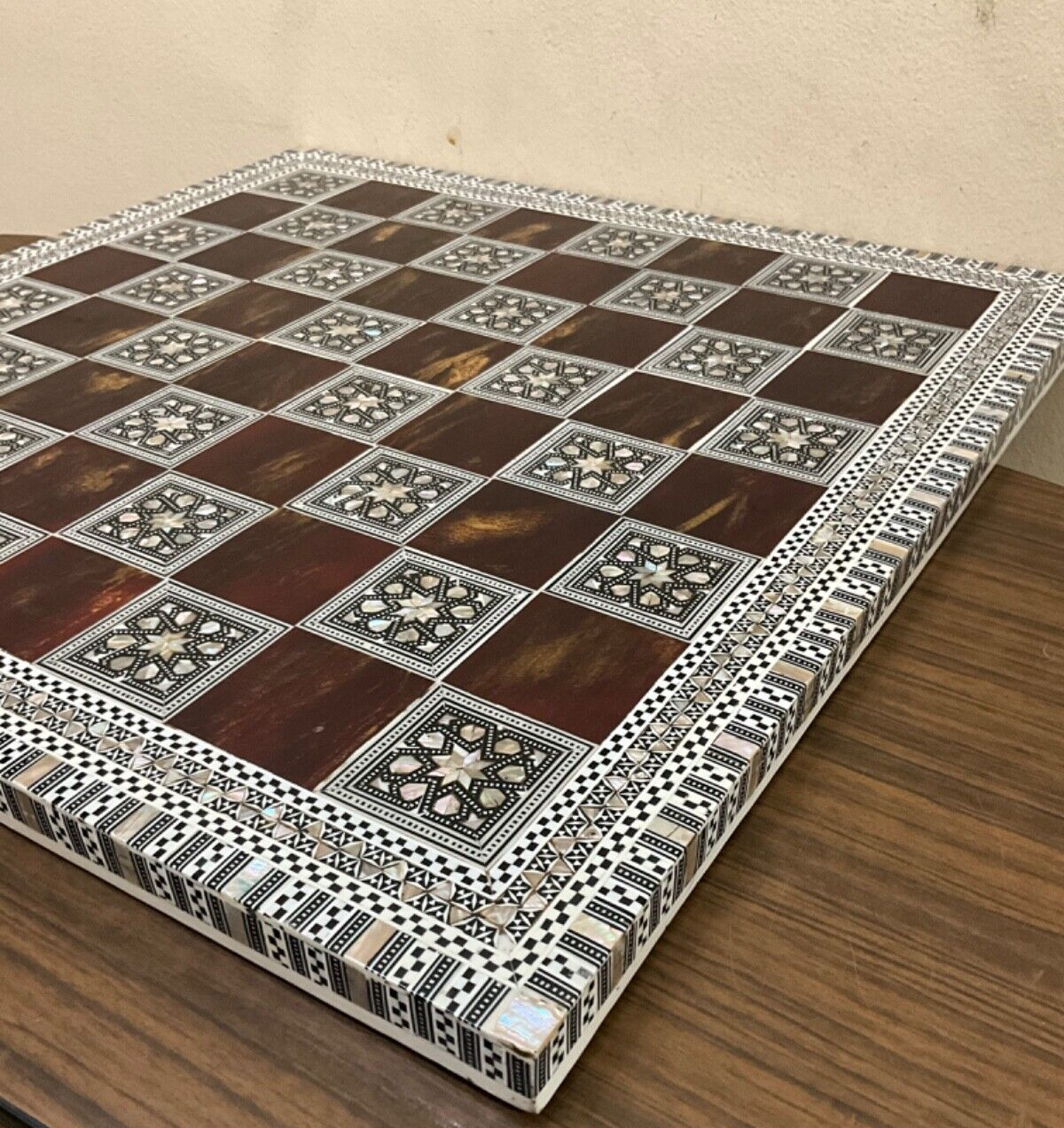 Handmade Wooden Chess Board Wood Chess Board Game Board Mother of Pearl Inlay
