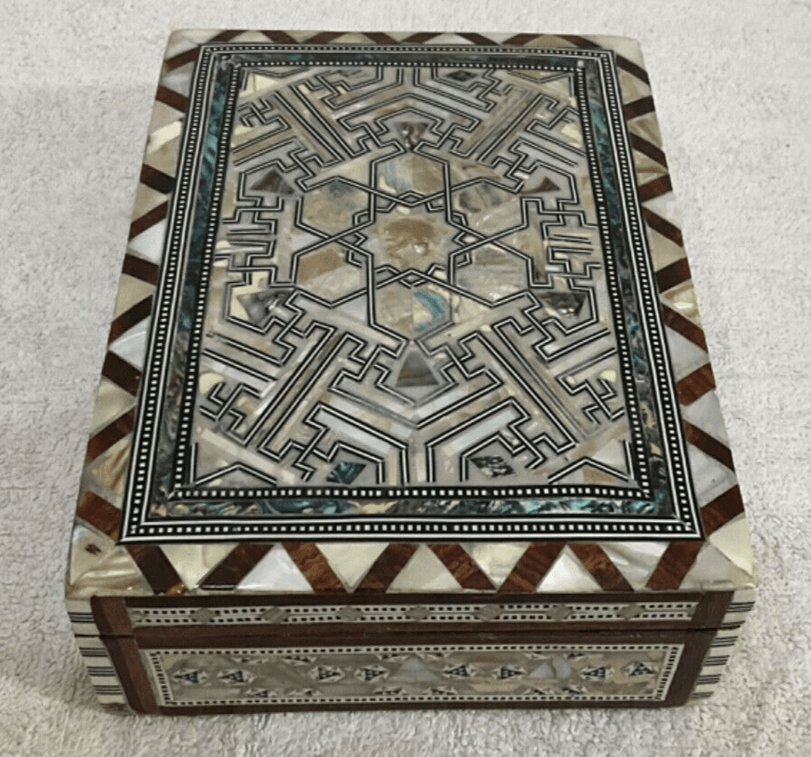 Handmade Wooden Jewelry Box Wood Trinket Storage Wood Box Mother of Pearl Inlay - Laila Hand Made Gifts