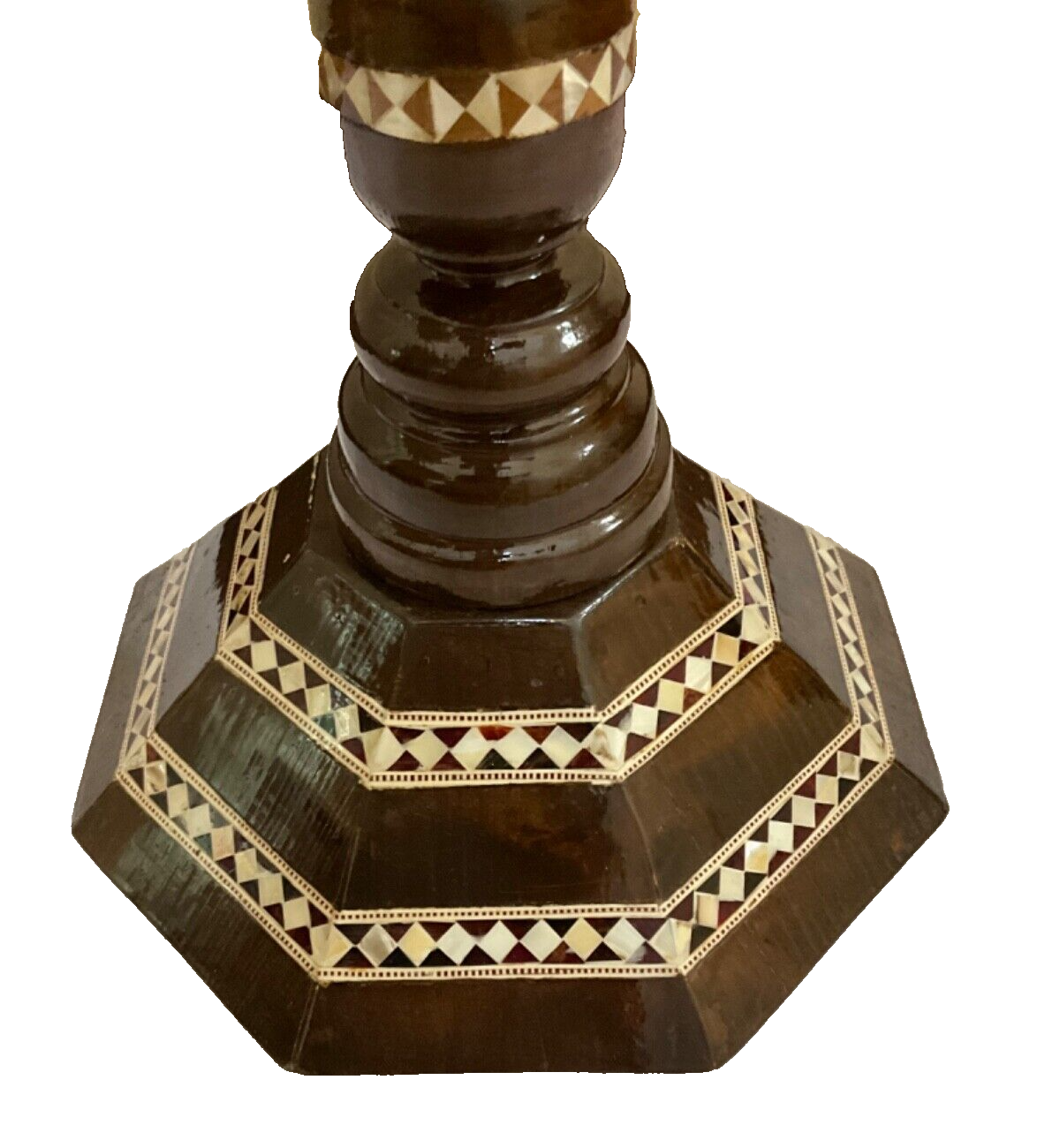 Handmade Wooden End Table Carving Wood Table Home Decor Mother of Pearl Inlay