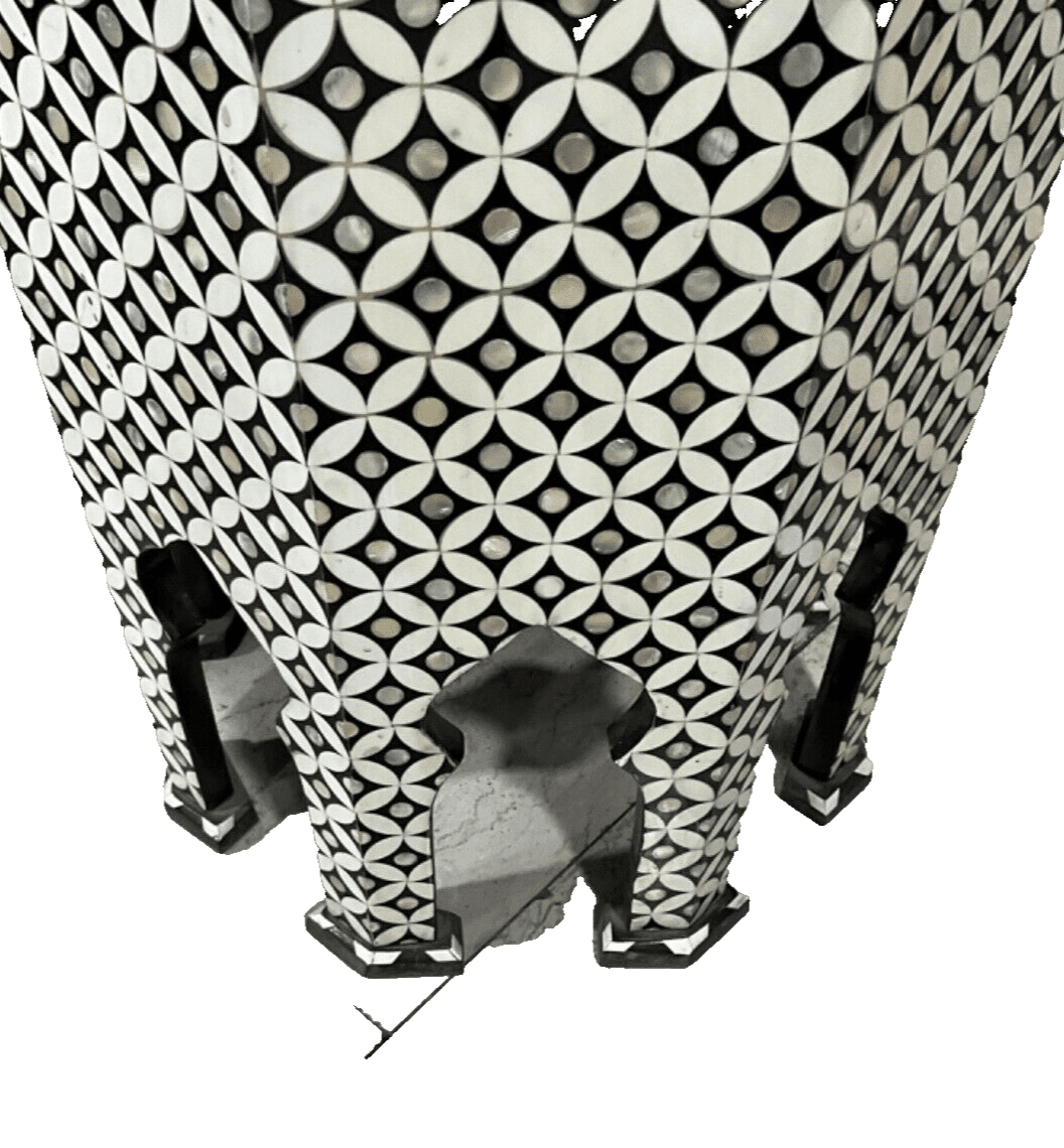 Handmade Wooden End Table Carving Wood Table Home Decor Mother of Pearl Inlay - Laila Hand Made Gifts