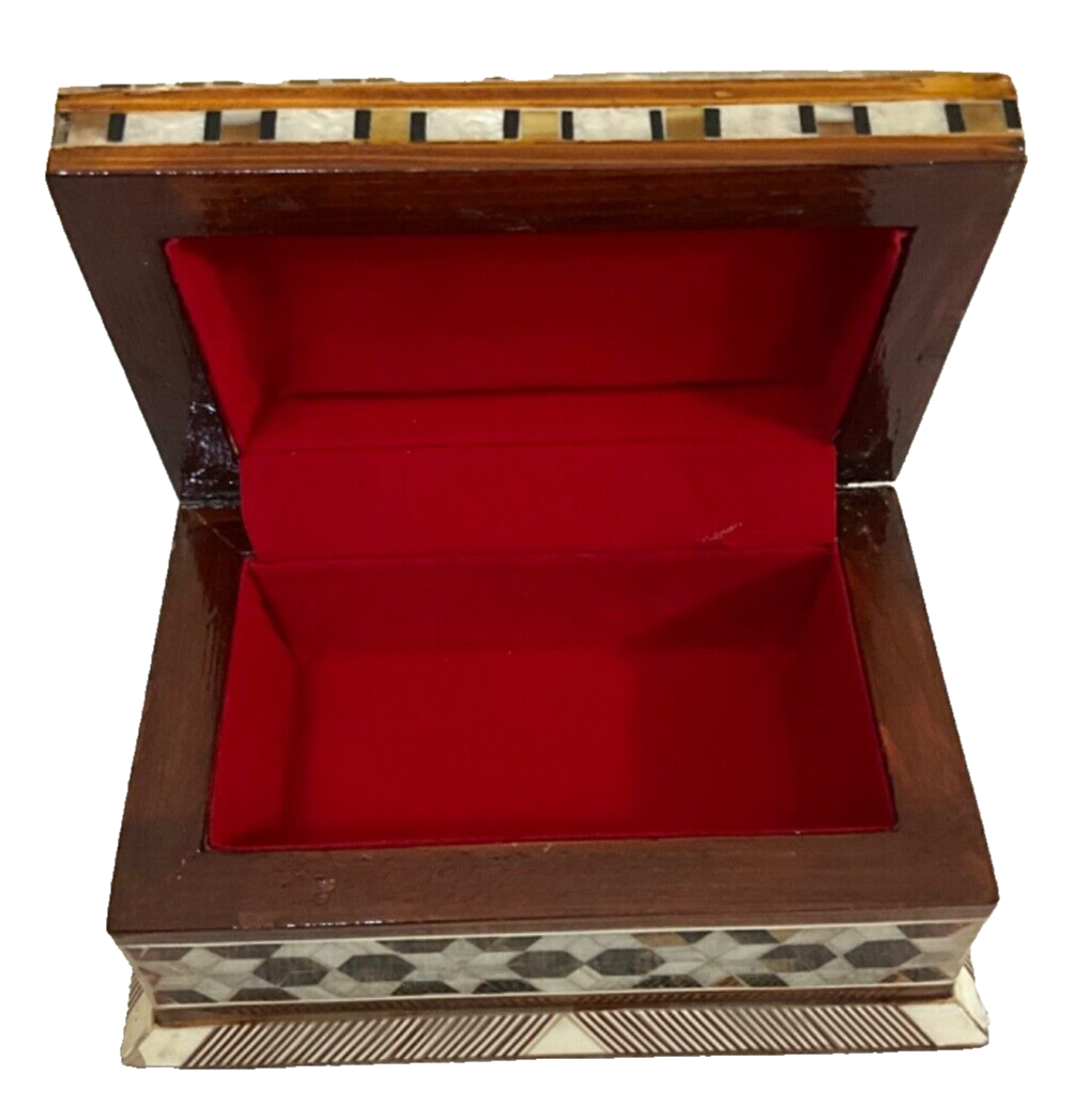 Handmade Wooden Jewelry Box Wood Trinket Storage Wood Box Mother of Pearl Inlay