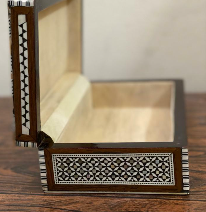 Handmade Wooden Jewelry Box Wood Trinket Storage Wood Box Mother of Pearl Inlay