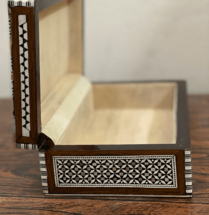 Handmade Wooden Jewelry Box Wood Trinket Storage Wood Box Mother of Pearl Inlay - Laila Hand Made Gifts