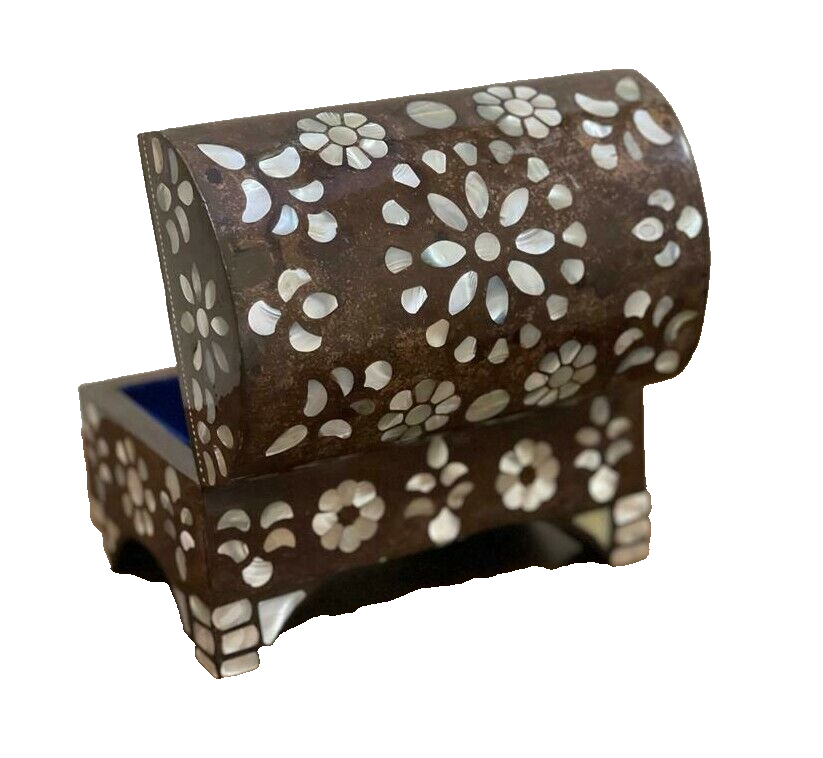 Handmade Wooden Jewelry Box Wood Trinket Storage Wood Box Mother of Pearl Inlay
