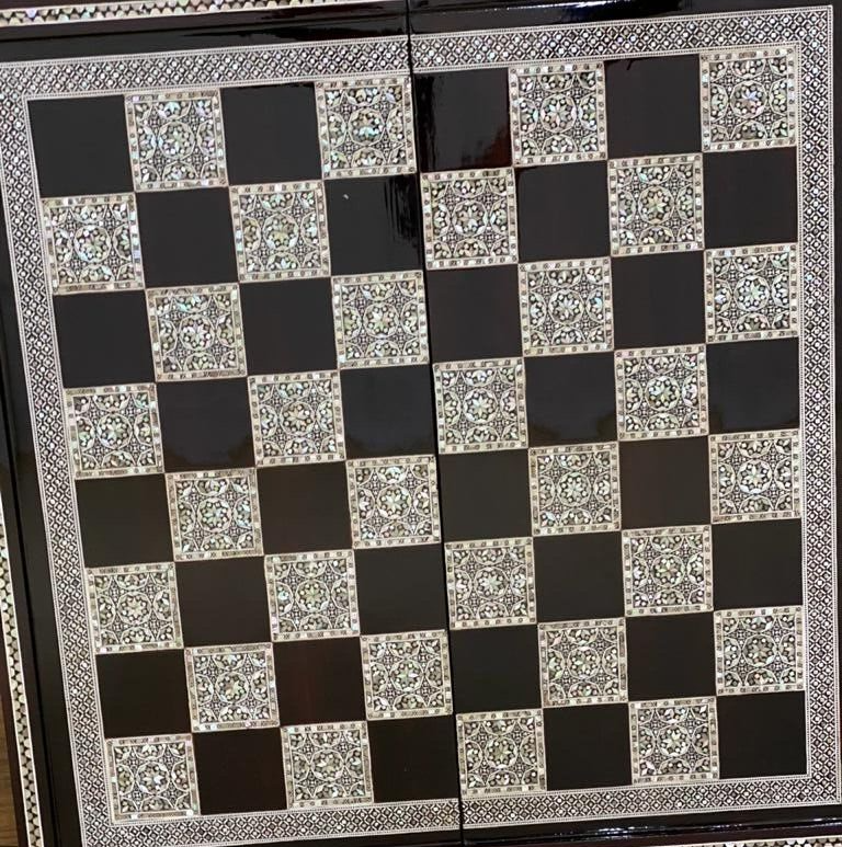 Handmade, Wooden Backgammon Board, Wood Chess Board, Mother of Pearl Inlay (20")