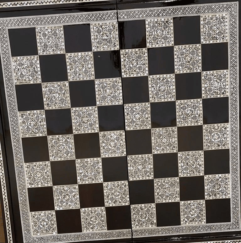Handmade, Wooden Backgammon Board, Wood Chess Board, Mother of Pearl Inlay (20") - Laila Hand Made Gifts