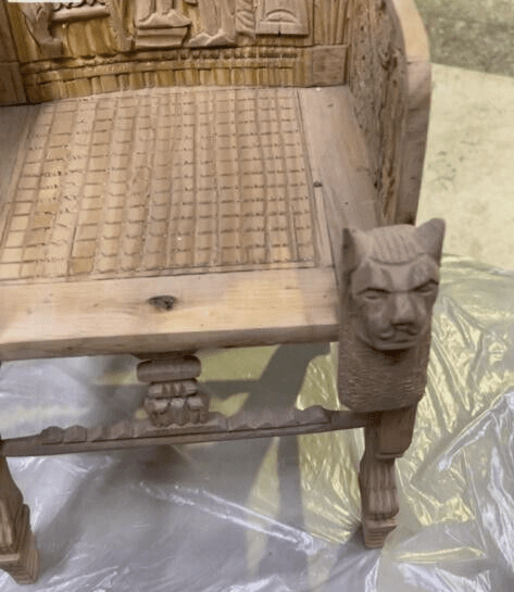 Handmade, Antique Carving Wood Chair, King TUT ANKH AMON, Pharaonic Wood Chair - Laila Hand Made Gifts