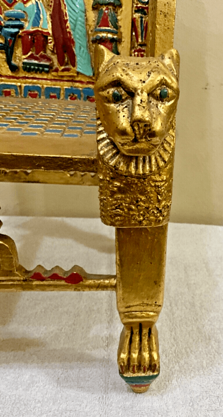Mini King Tut Throne Replica – Handmade Egyptian Collectible Figurine Chair Decor - Laila Hand Made Gifts
