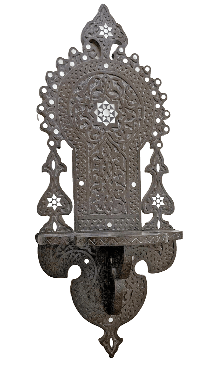 Handmade, Antique Egyptian, Wood Wall Shelf, Handwork Carving wood, Inlaid Shell - Laila Hand Made Gifts