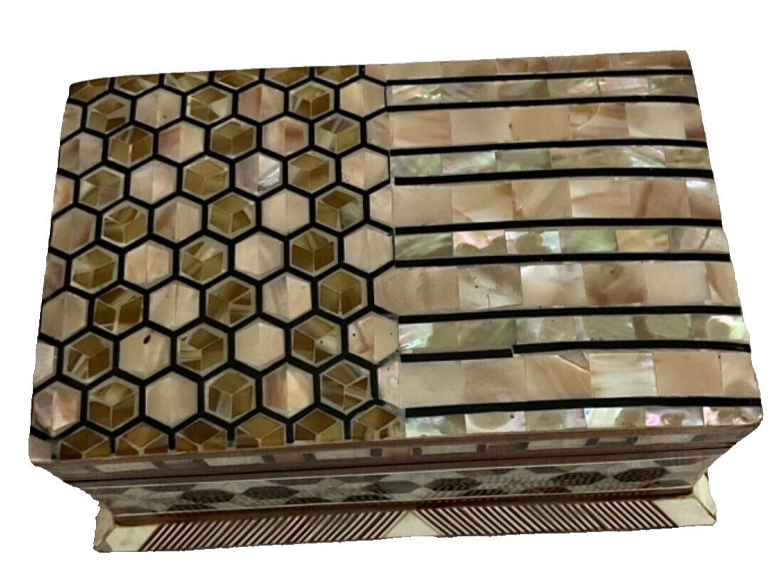 Handmade Wooden Jewelry Box Wood Trinket Storage Wood Box Mother of Pearl Inlay