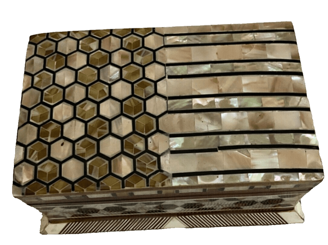 Handmade Wooden Jewelry Box Wood Trinket Storage Wood Box Mother of Pearl Inlay - Laila Hand Made Gifts