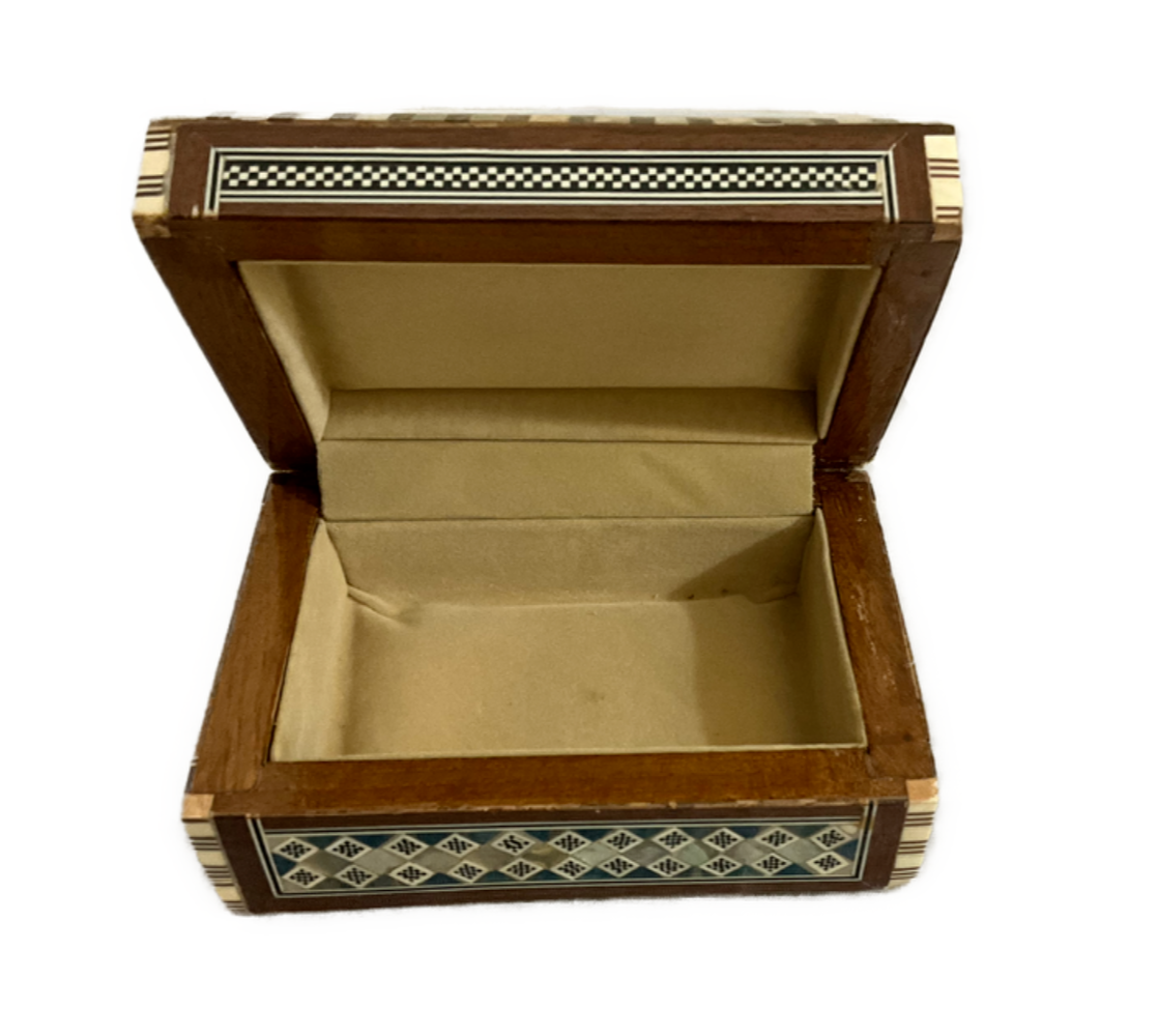 Handmade Wooden Jewelry Box Wood Trinket Storage Wood Box Mother of Pearl Inlay