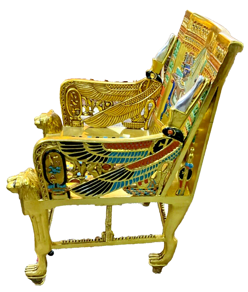 Handmade, Antique Carving Wood Chair, King TUT ANKH AMON, Pharaonic Wood Chair - Laila Hand Made Gifts