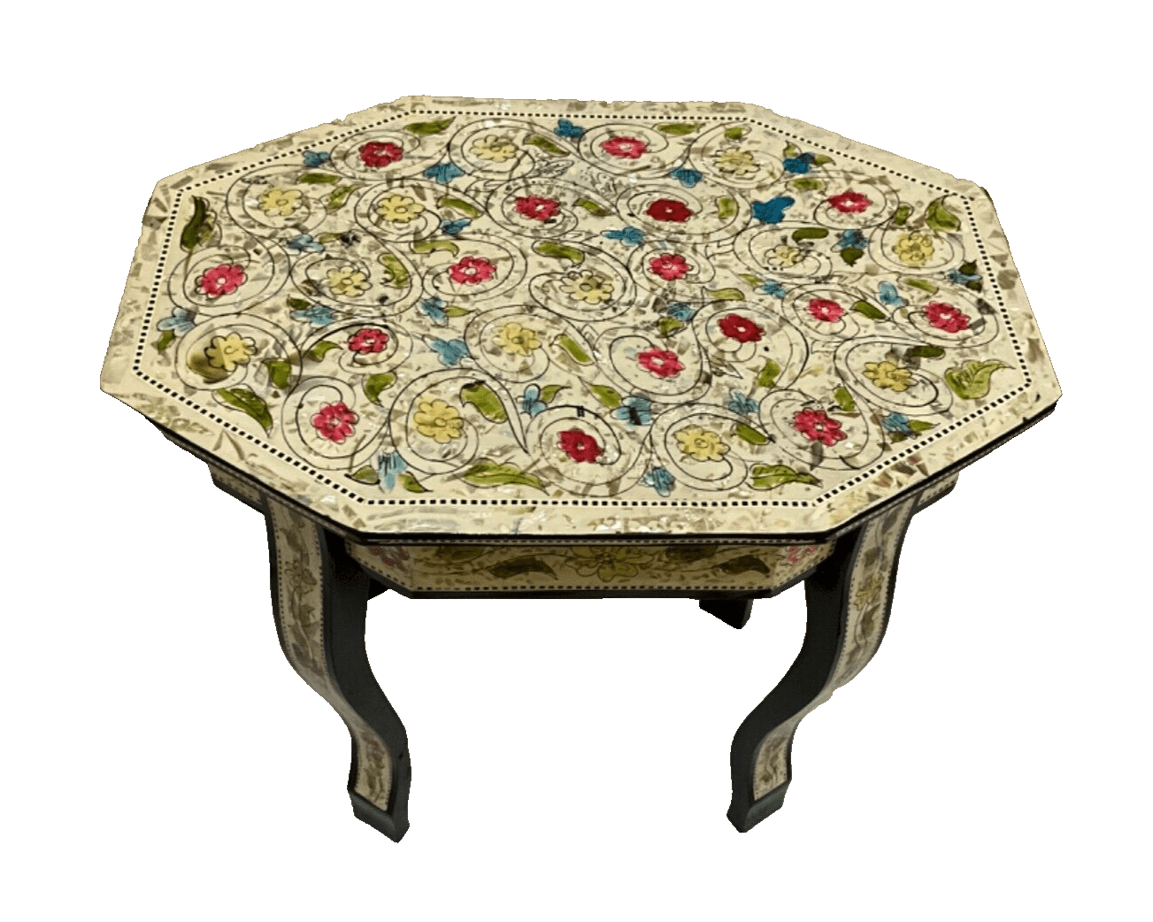 Handmade Wooden End Table Carving Wood Table Home Decor Mother of Pearl Inlay - Laila Hand Made Gifts