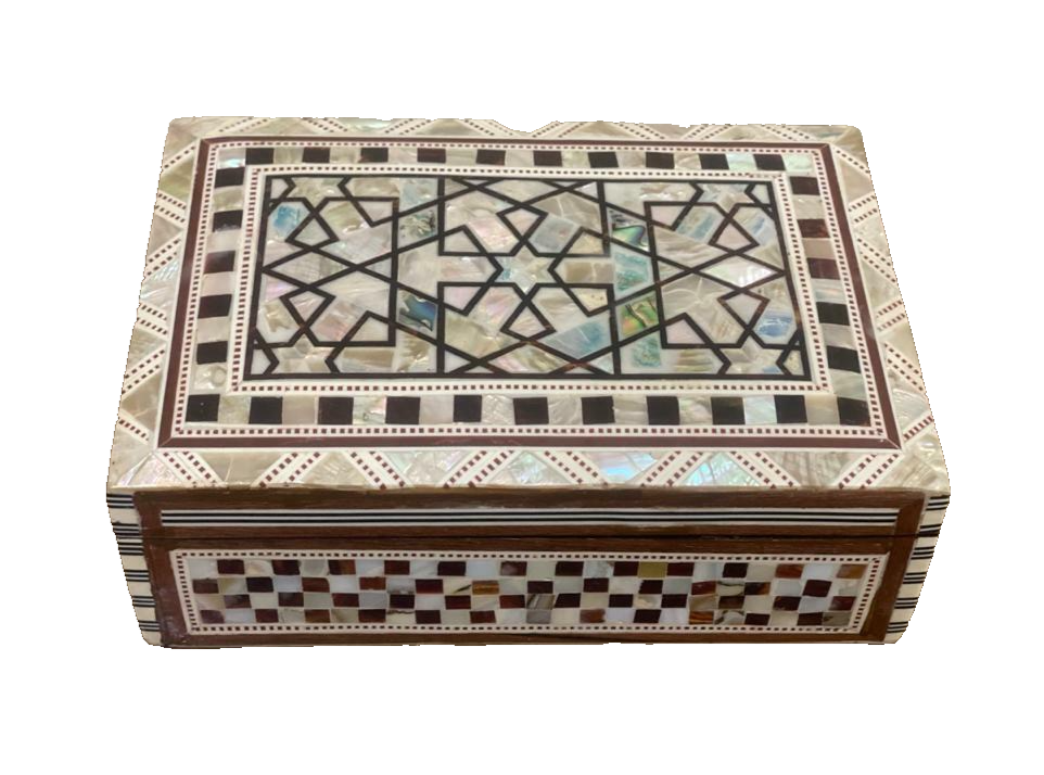 Handmade Wooden Jewelry Box Wood Trinket Storage Wood Box Mother of Pearl Inlay