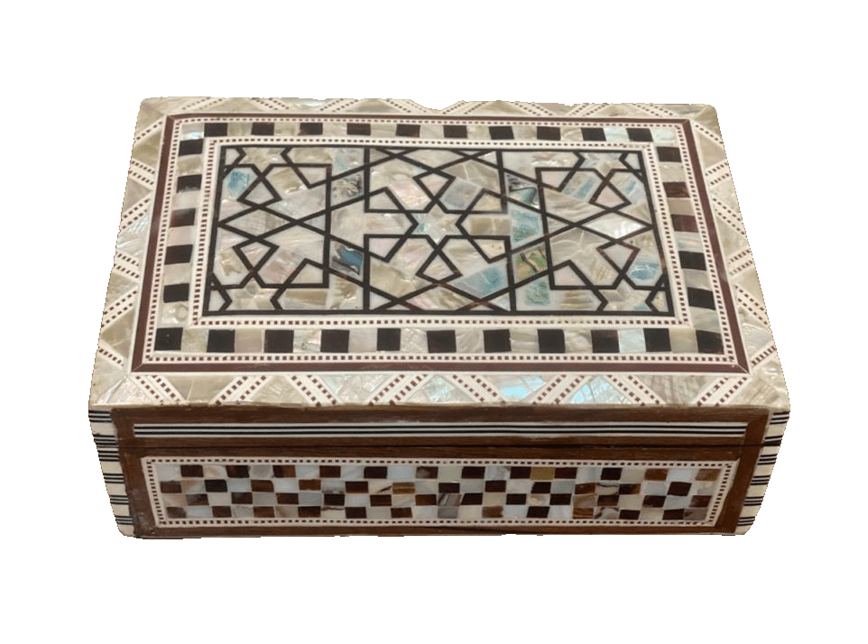 Handmade Wooden Jewelry Box Wood Trinket Storage Wood Box Mother of Pearl Inlay - Laila Hand Made Gifts