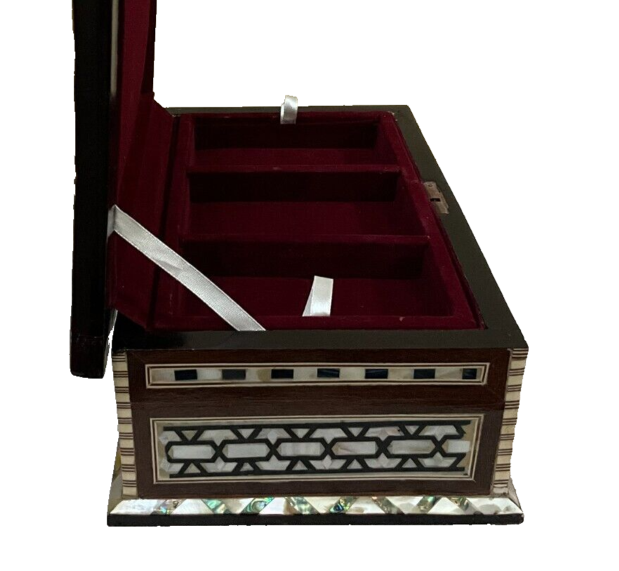 Handmade Wooden Jewelry Box Wood Trinket Storage Wood Box Mother of Pearl Inlay