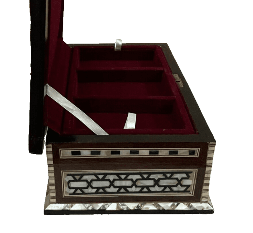 Handmade Wooden Jewelry Box Wood Trinket Storage Wood Box Mother of Pearl Inlay - Laila Hand Made Gifts