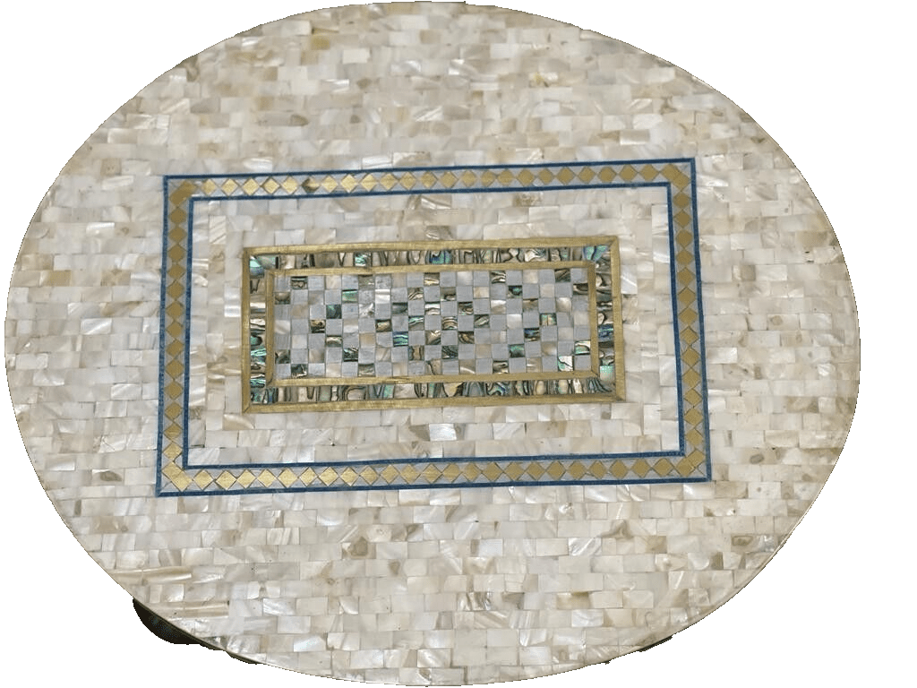 Handmade Wooden End Table Carving Wood Table Home Decor Mother of Pearl Inlay - Laila Hand Made Gifts