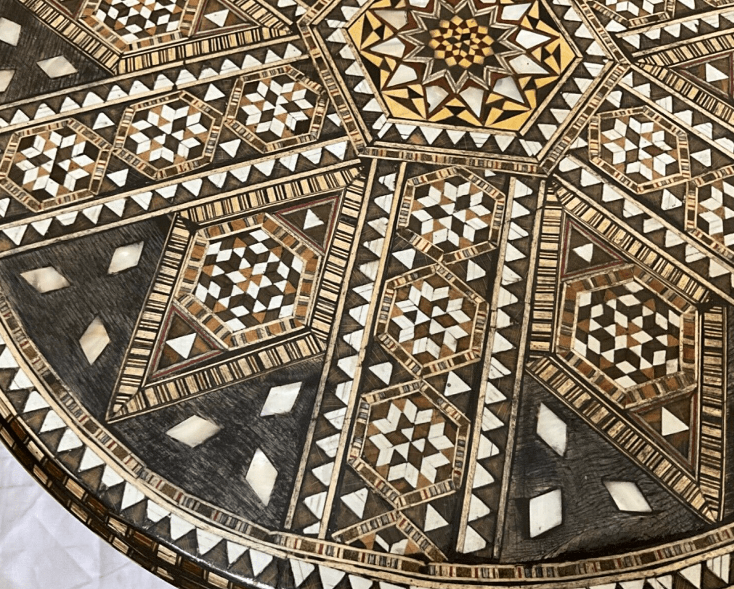 Handmade Wooden End Table Carving Wood Table Home Decor Mother of Pearl Inlay - Laila Hand Made Gifts