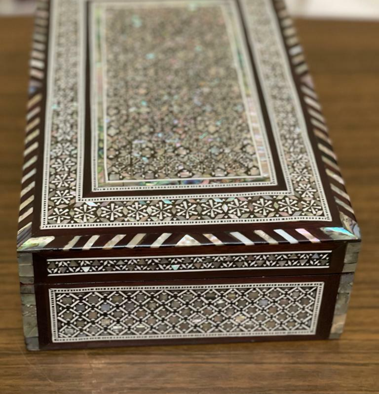 Handmade Wooden Jewelry Box Wood Trinket Storage Wood Box Mother of Pearl Inlay