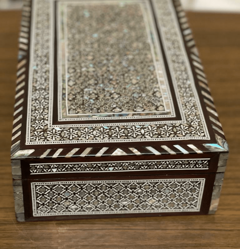 Handmade Wooden Jewelry Box Wood Trinket Storage Wood Box Mother of Pearl Inlay - Laila Hand Made Gifts