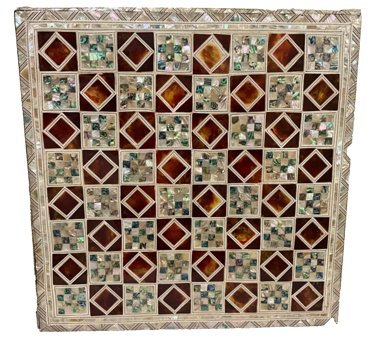 Handmade, Wood Chess Board, Game Board, Unique Board, Mother of Pearl Inlay 17"