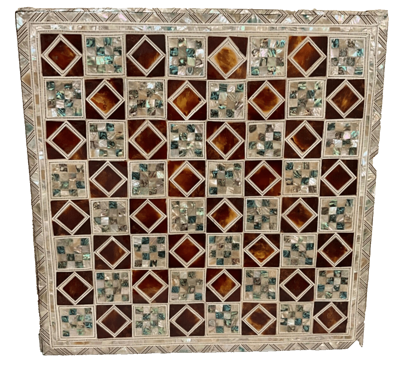 Handmade, Wood Chess Board, Game Board, Unique Board, Mother of Pearl Inlay 17" - Laila Hand Made Gifts