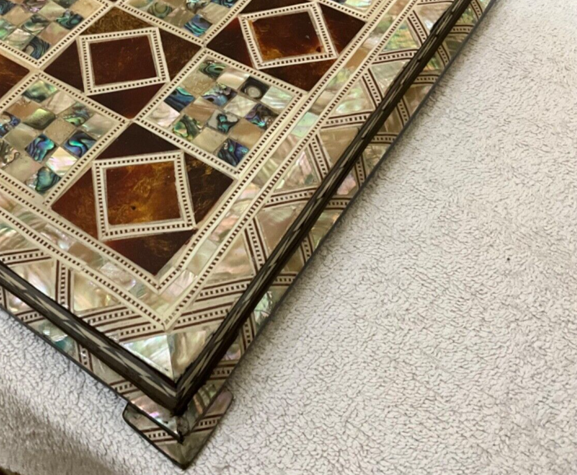 Handmade, Wood Chess Board, Game Board, Unique Board, Mother of Pearl Inlay 17"