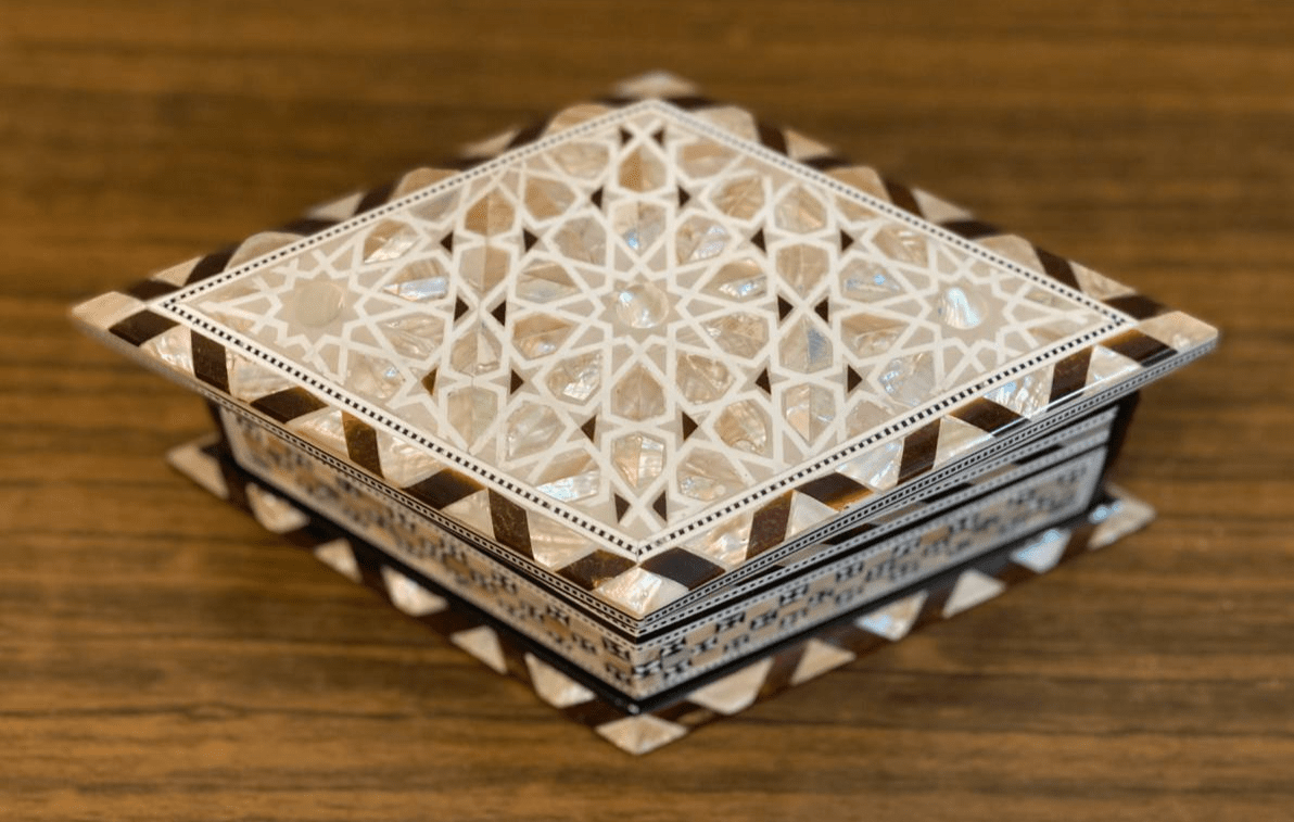 Handmade Wooden Jewelry Box Wood Trinket Storage Wood Box Mother of Pearl Inlay - Laila Hand Made Gifts
