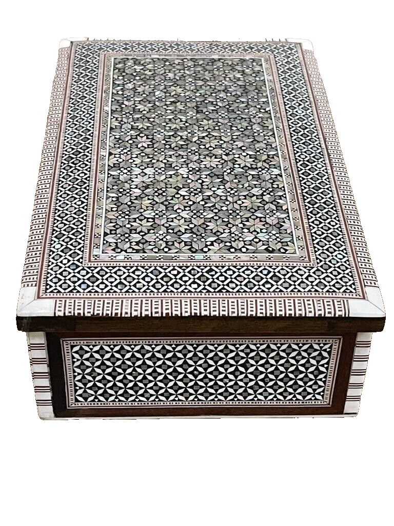 Handmade Wooden Jewelry Box Wood Trinket Storage Wood Box Mother of Pearl Inlay