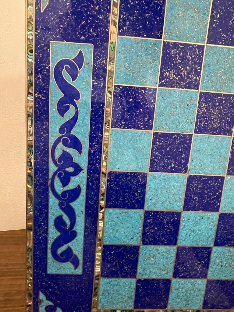 Handmade, Wooden Backgammon Board, Chess Board, Mother of Pearl, Gemstone Inlay