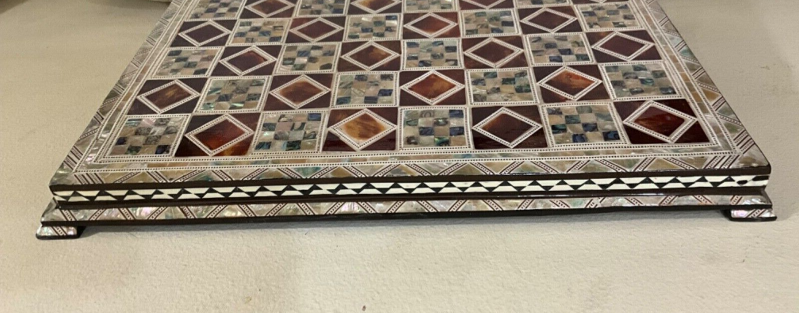 Handmade, Wood Chess Board, Game Board, Unique Board, Mother of Pearl Inlay 17"
