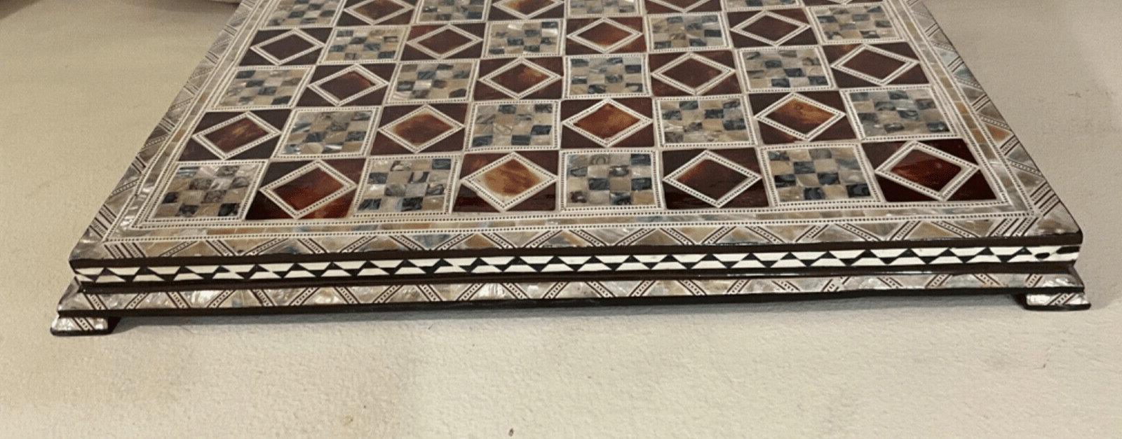 Handmade, Wood Chess Board, Game Board, Unique Board, Mother of Pearl Inlay 17" - Laila Hand Made Gifts