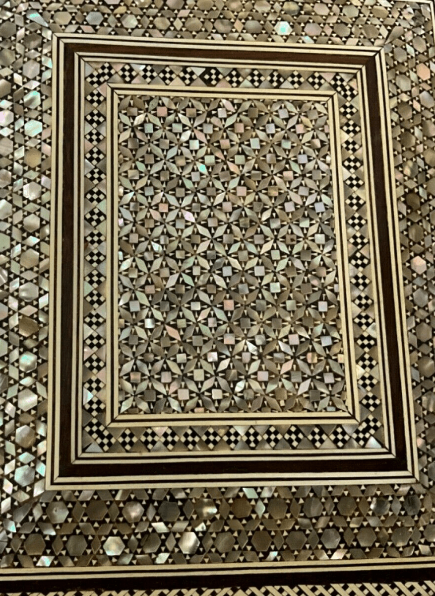 Handmade Antique Wood Cigarette Box Carved Mother Of Pearl Inlay (40 Cigarettes) - Laila Hand Made Gifts