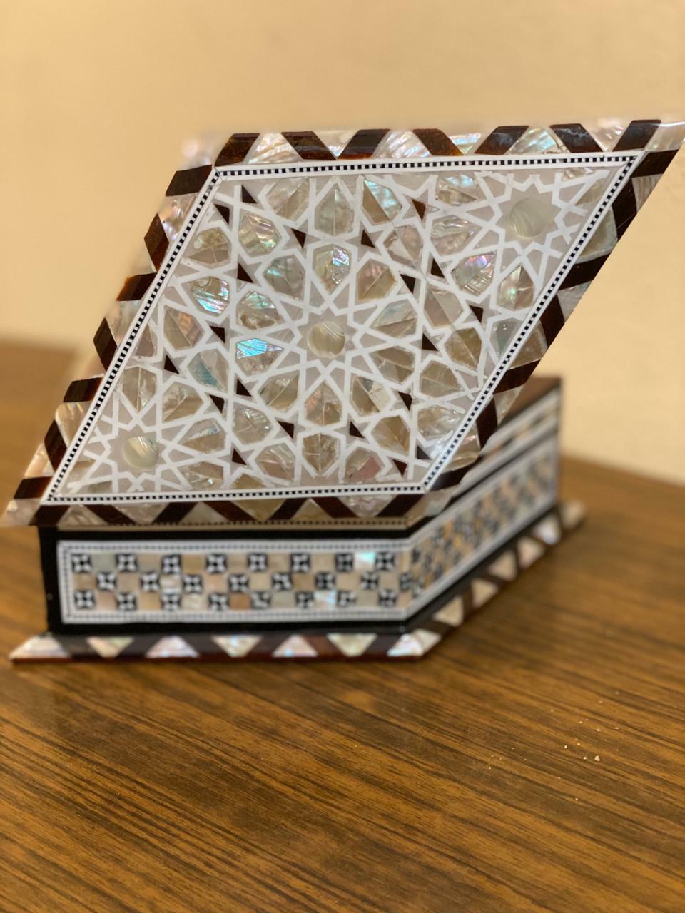 Handmade Wooden Jewelry Box Wood Trinket Storage Wood Box Mother of Pearl Inlay - Laila Hand Made Gifts