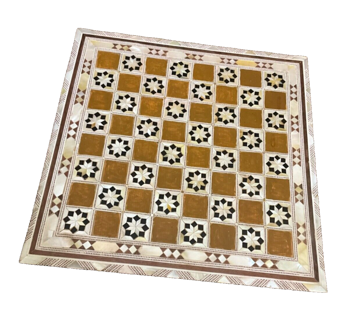 Handmade, Wood Chess Board, Chess Set, Game Board, Inlaid Mother of Pearl (12")