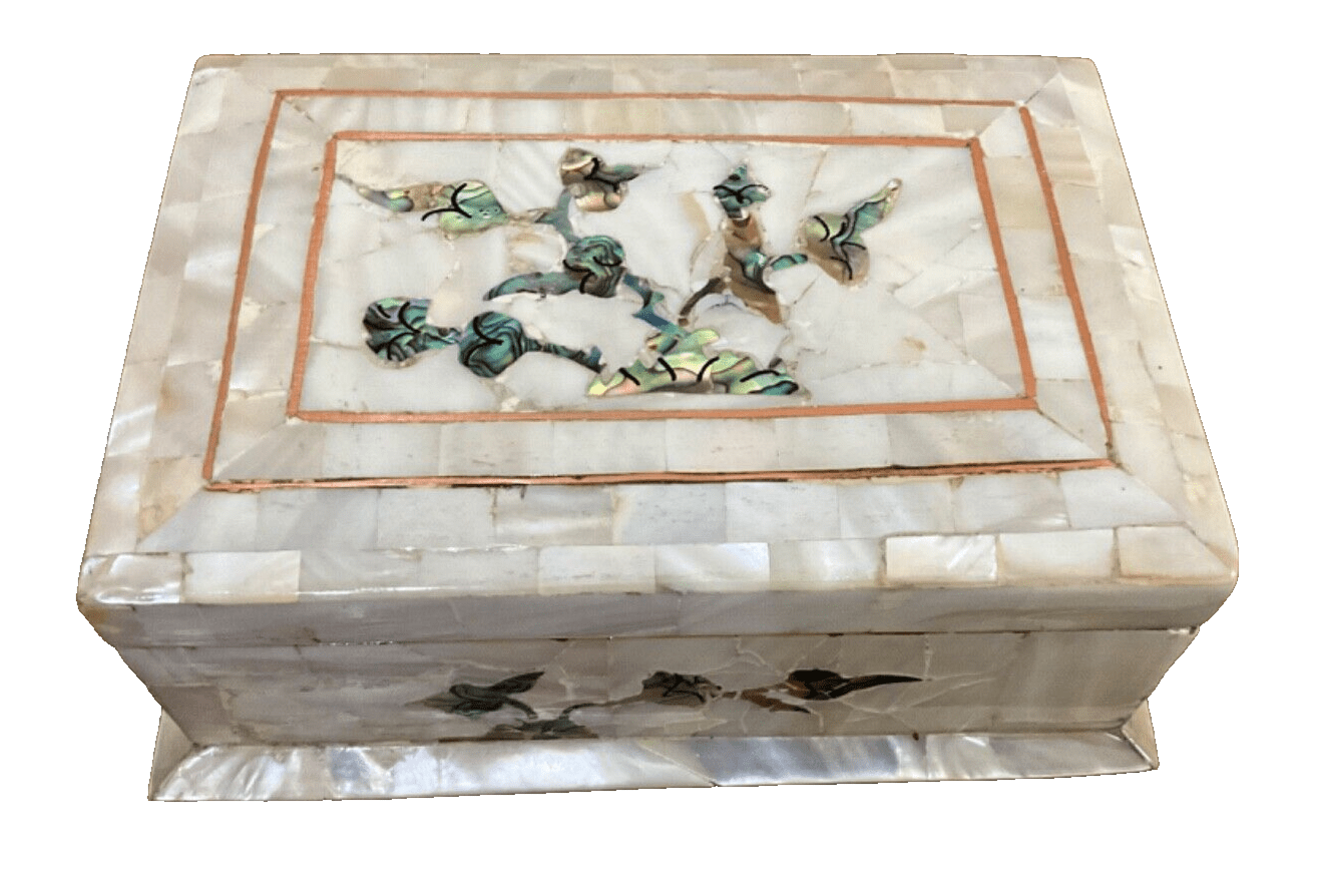 Handmade Wooden Jewelry Box Wood Trinket Storage Wood Box Mother of Pearl Inlay - Laila Hand Made Gifts