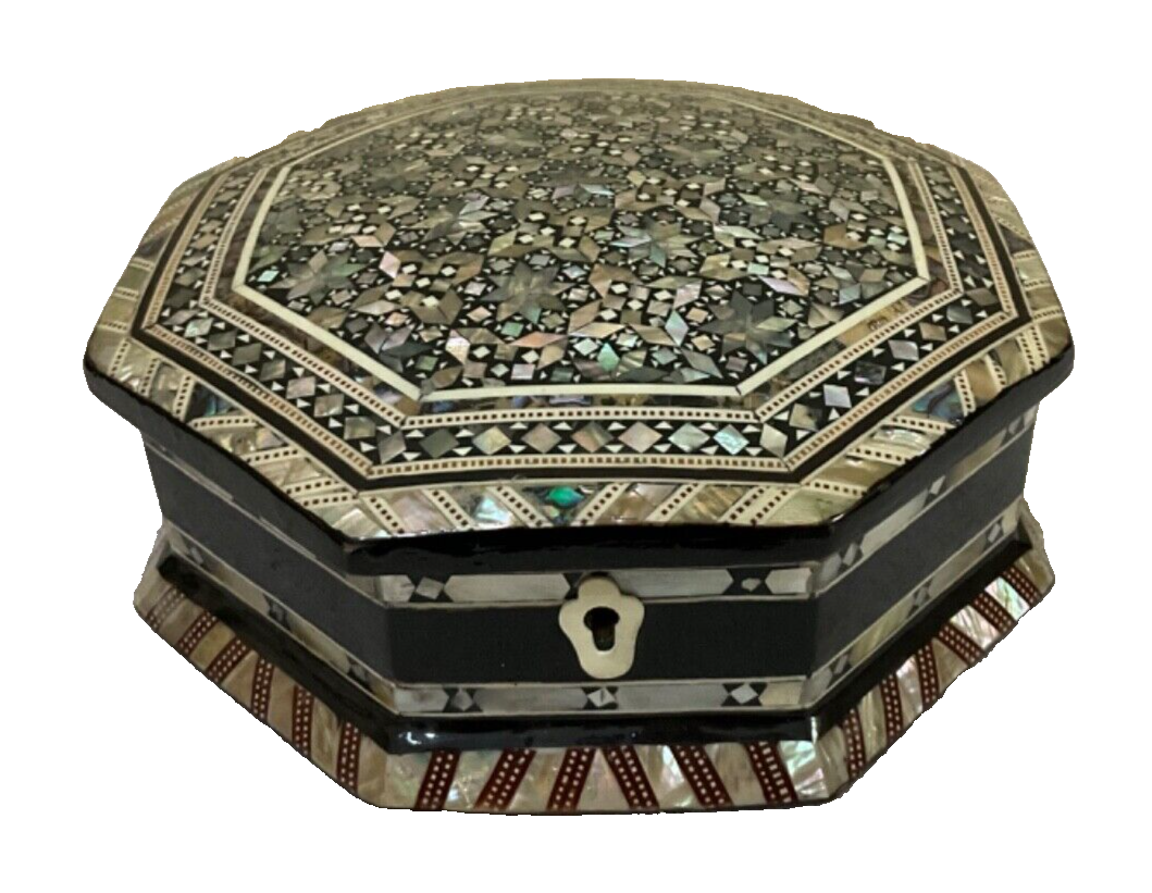 Handmade Wooden Jewelry Box Wood Trinket Storage Wood Box Mother of Pearl Inlay