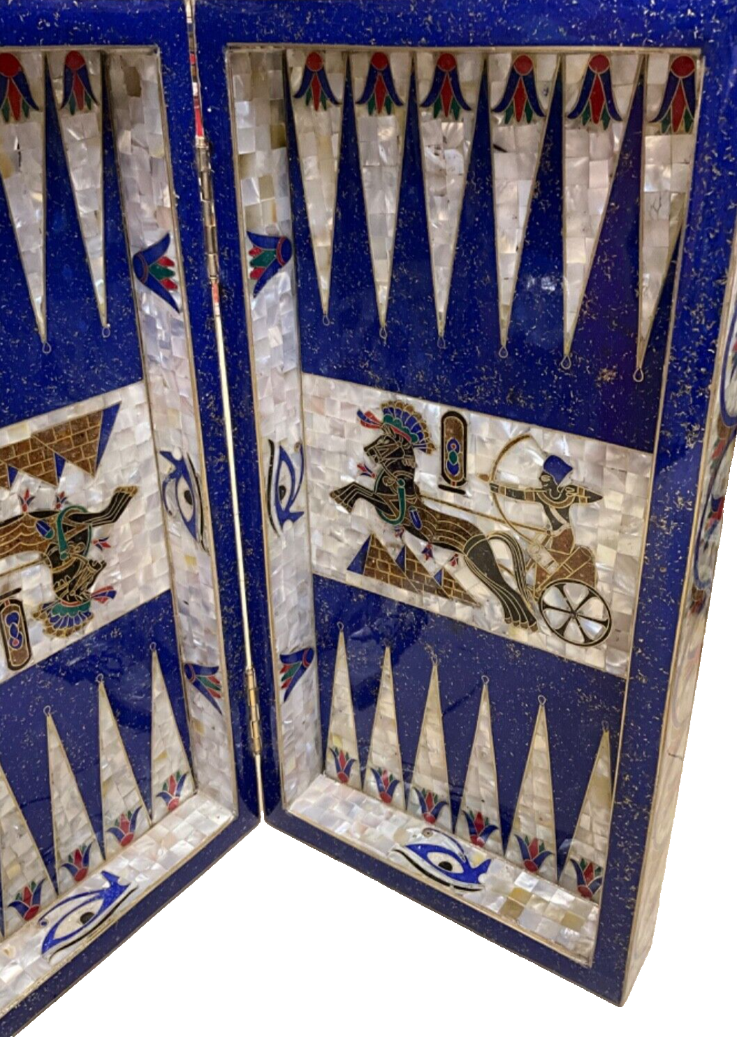 Handmade, Wooden Backgammon Board, Chess Board, Mother of Pearl, Gemstone Inlay