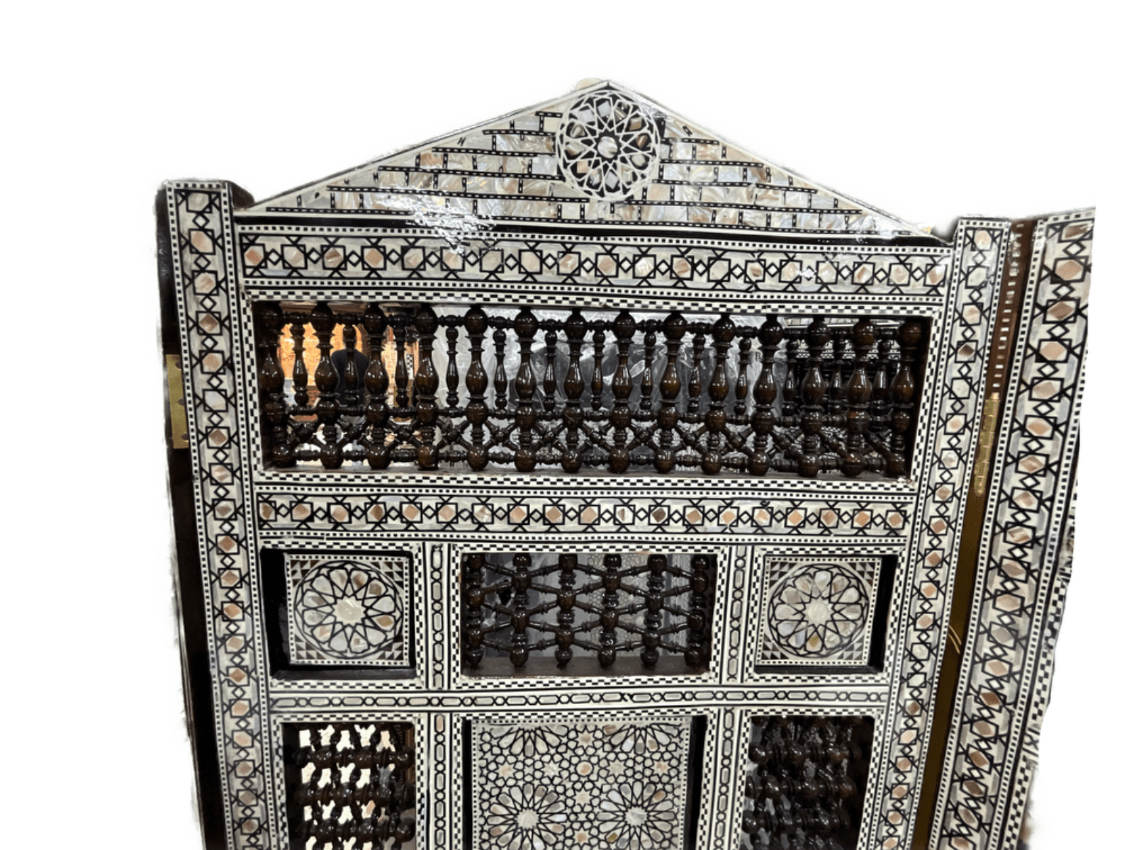 3 Panel Folding Wooden Room Divider Partition Privacy Screen Carving Wood Inlay - Laila Hand Made Gifts