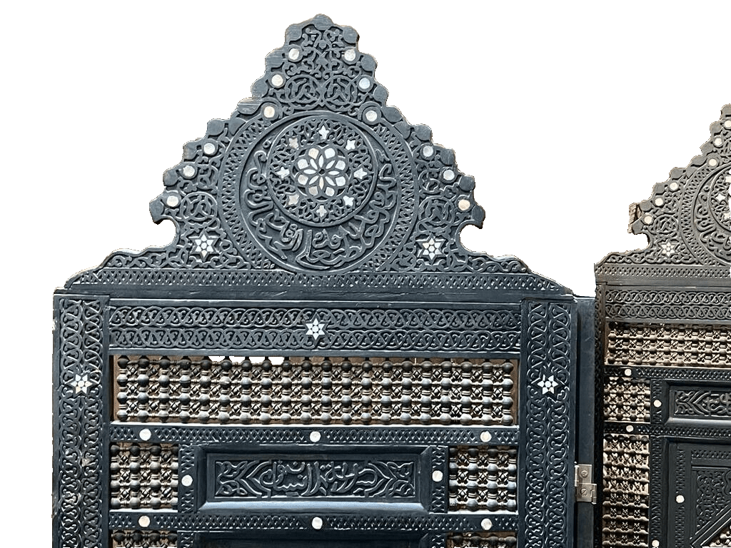 3 Panel Folding Wooden Room Divider Partition Privacy Screen Carving Wood Inlay - Laila Hand Made Gifts